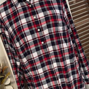 Tommy Hilfiger Red and Navy Blue Checkered Shirt